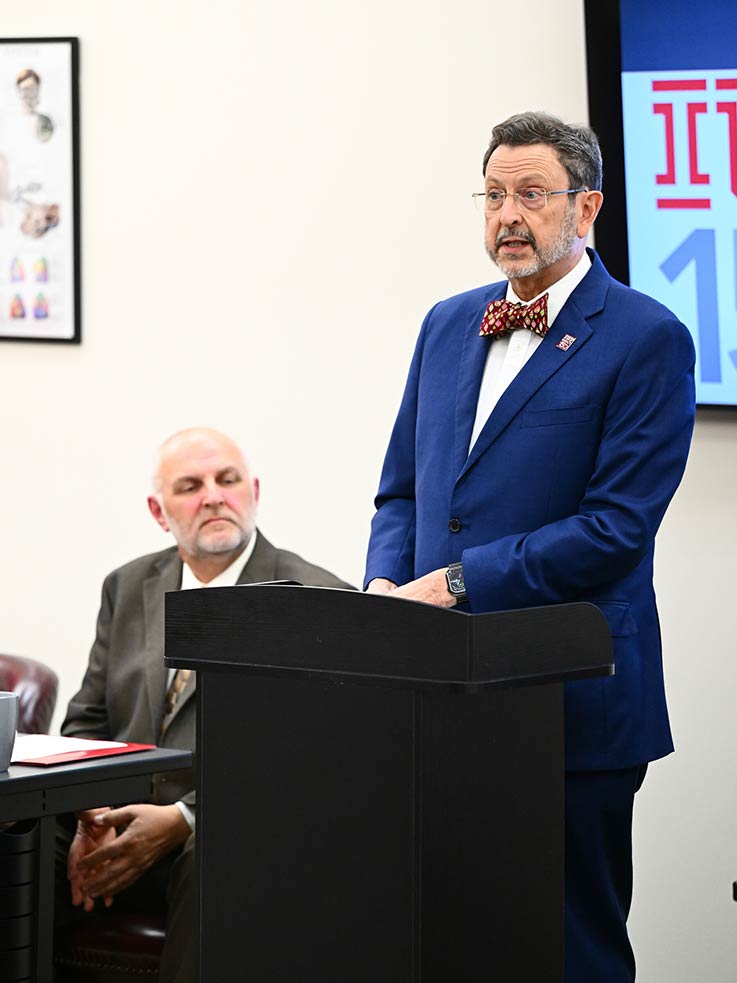 President Driscoll speaking at the podium