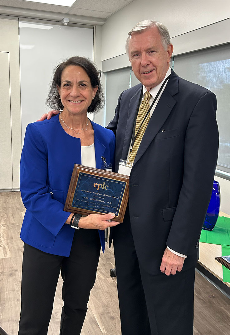 IUP Provost and Vice President for Academic Affairs Lara Luetkehans with former Pennsylvania Representative and EPLC Founder and Senior Fellow Ronald Cowell