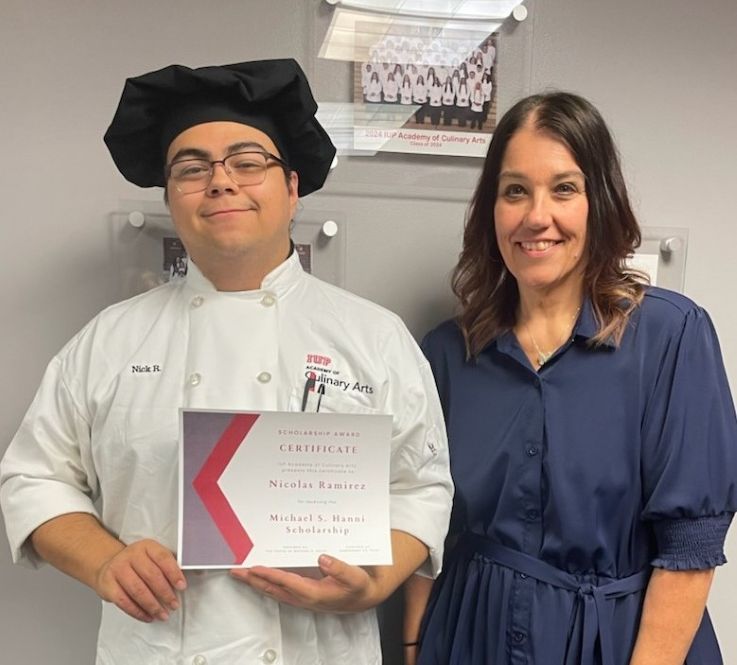 Nicolas Ramirez with Mysti Dinger, assistant director, Student Support Services and Navigator