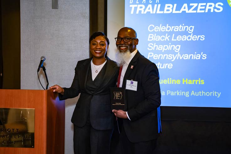 Thomas Segar with event emcee Teresa Lundy