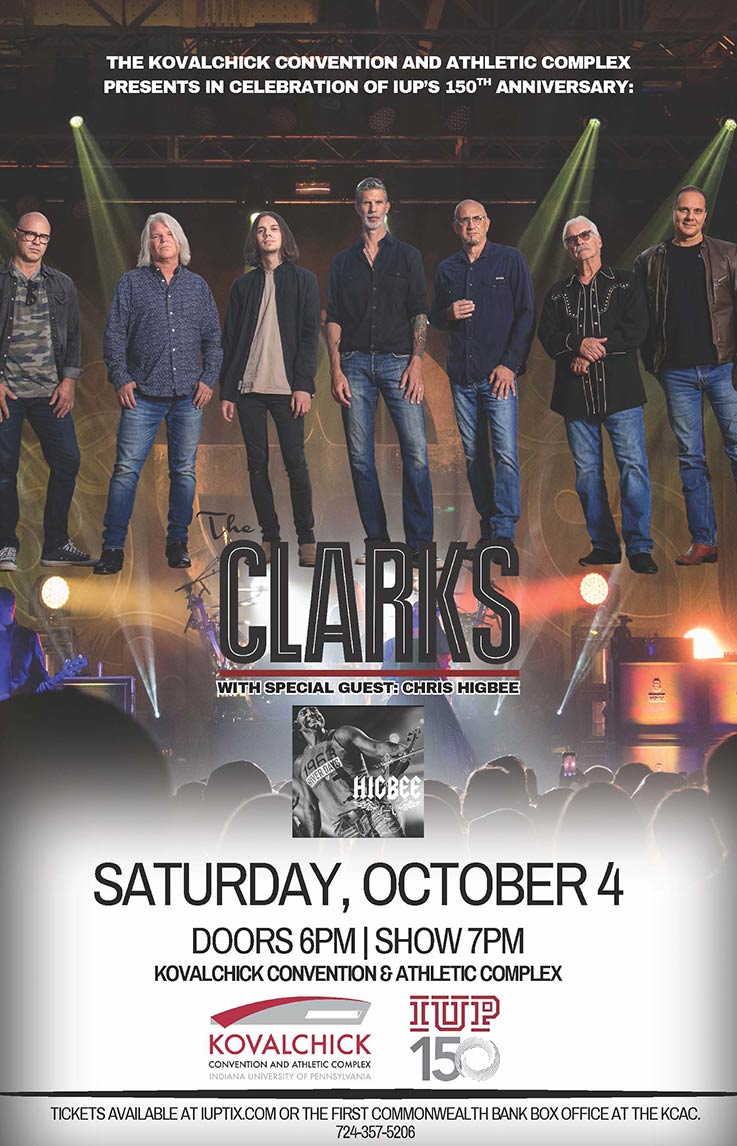 Poster for the Clarks' concert at IUP Homecoming 2025