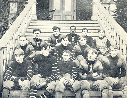 A photo of the football team from the Normal School's 1904-1905 Catalog. No identifications of team members were provided. A photo of the football team from the Normal School's 1904-1905 Catalog. No identifications of team members were provided.