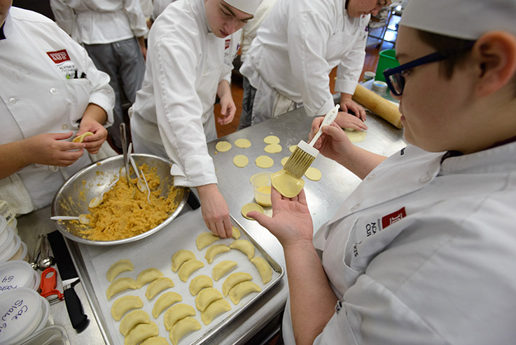 IUP Culinary students make pastries in the kitchen.