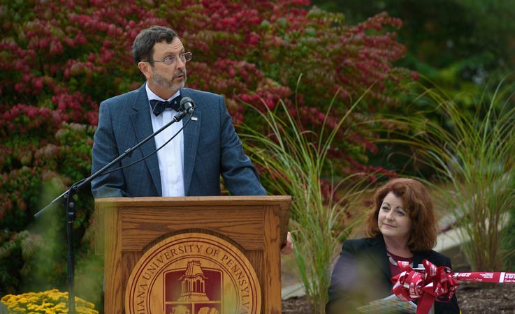 President Driscoll speaks at the Renovation Celebration for Whitmyre Hall