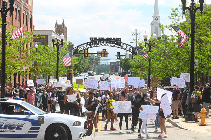 On June 3, 2020, an estimated 170 people gathered in downtown Indiana to support the Black Lives Matter movement and protest the death of George Floyd at the hands of Minnesota police. (Photo by Michelle Raymond, Indiana Gazette)