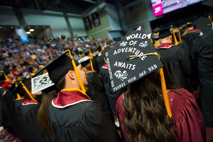 Students look on during the 2019 IUP undergraduate commencement ceremony
