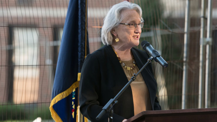 Deanne Snavely, dean of Kopchick College, speaking at the September 2020 groundbreaking for Kopchick Hall Deanne Snavely, dean of Kopchick College, speaking at the September 2020 groundbreaking for Kopchick Hall
