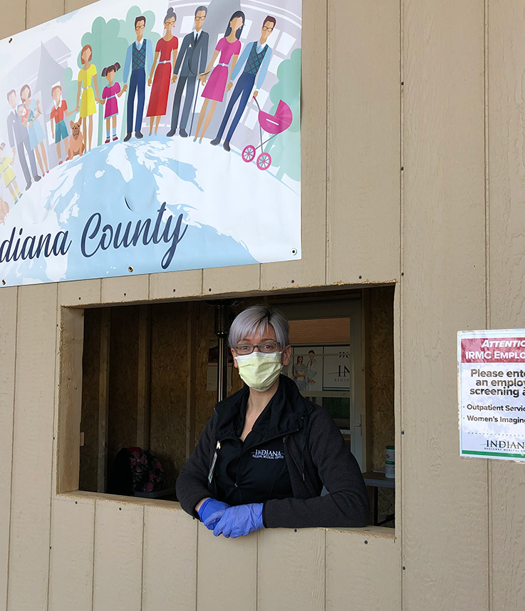 Nicole Dann-Payne at the screening center in front of IRMC