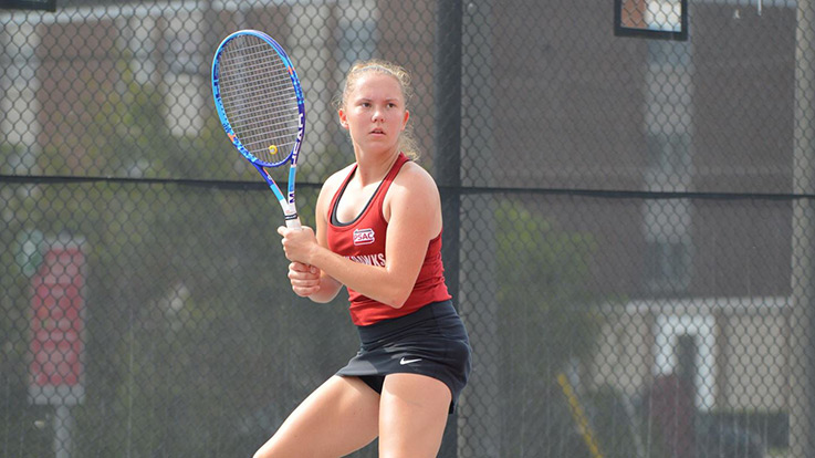 Sophomore Joanna Stralka won the Pennsylvania State Athletic Conference singles title in fall 2019 and hopes to claim another. (IUP Athletics)