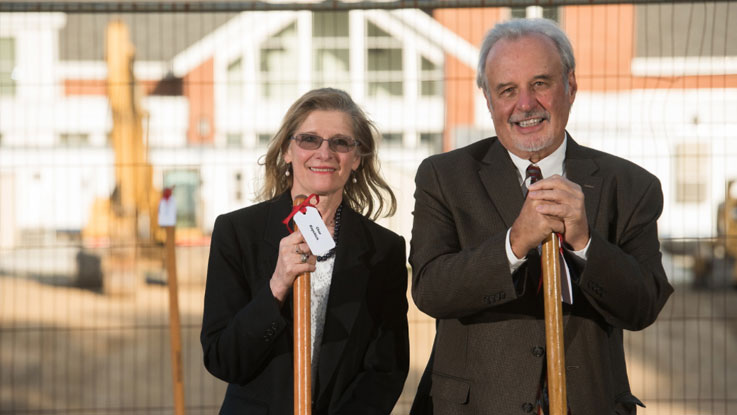 Char and John Kopchick during the September 2020 groundbreaking for the building named in their honor
