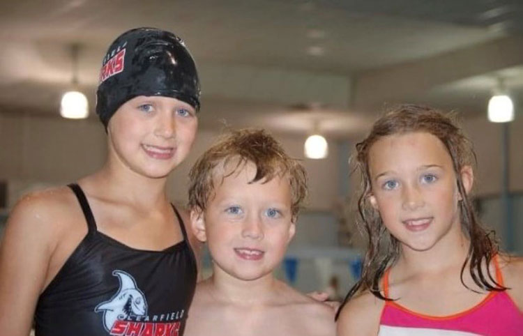 Poolside partners for years, from left, Claire, Luke, and Paige Mikesell (Courtesy of the Mikesell family)