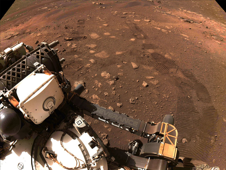 NASA's Perseverance rover as it touched down on Mars on February 18. NASA's Perseverance rover as it touched down on Mars on February 18.