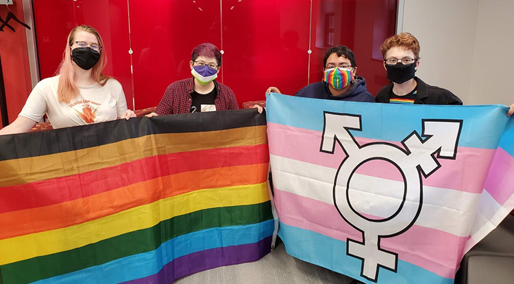 Pride Alliance officers, from left: Elizabeth Rinde, Nic Sealer, Sasha Aquino, and Kaycee Morgan