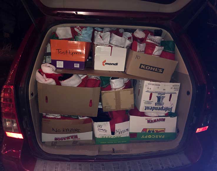 Stockings loaded for distribution 