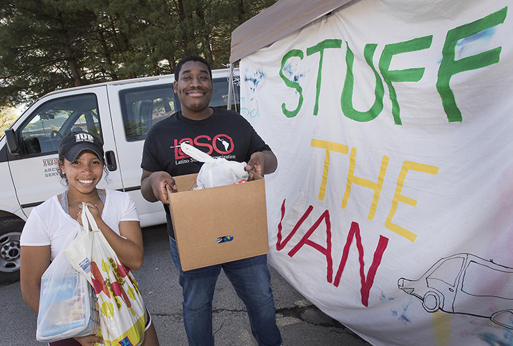 IUP students assist with collecting nonperishables and toiletries for Stuff the Van