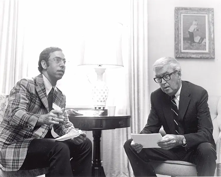 Randy Jesick and Jimmy Stewart in Sutton Hall, 1974