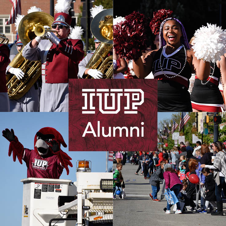 Photo collage of scenes from past IUP Homecomings