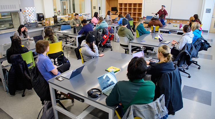 Students in a science classroom