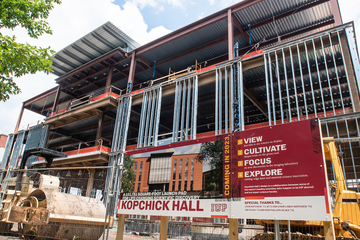 In spite of a global pandemic, construction has progressed on schedule. Where John Kopchick addressed the crowd a year ago, the steel frame that will become Kopchick Hall now stands.