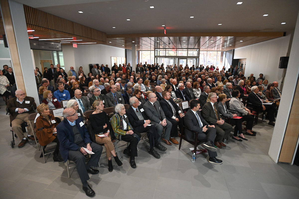 more than 400 people attended the ceremony, held in the atrium of Kopchick Hall
