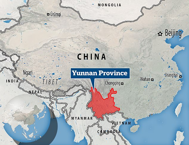 Map highlighting the Yunnan province in China
