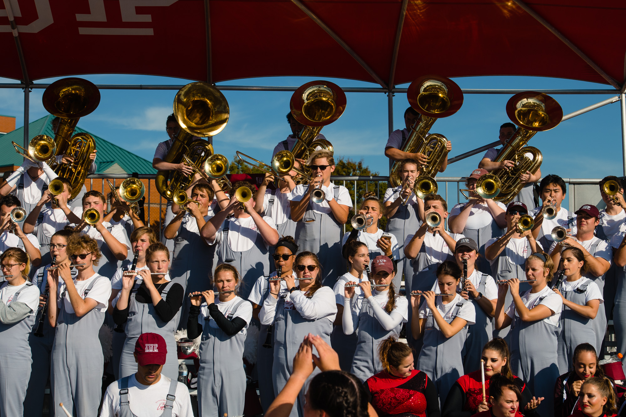The band plays a final fight song during the 2019 homecoming game between IUP and Cal U.