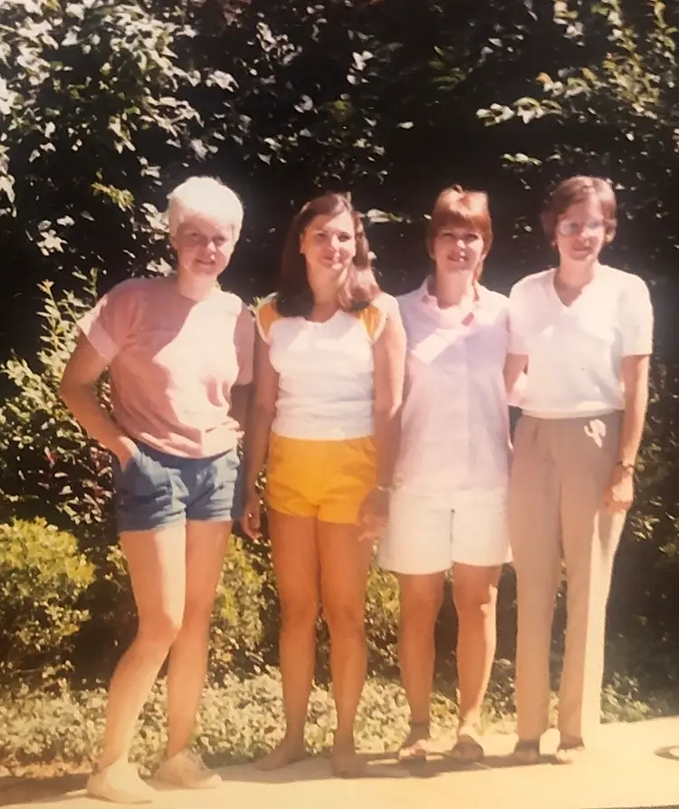 Claudia, Sharon, Marianne, and Jayne in State College in the early 1980s (Courtesy of Marianne Dougherty)
