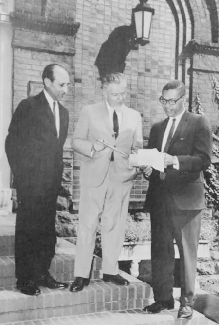 Vowels with colleagues in 1967 (Courtesy of IUP Special Collections)