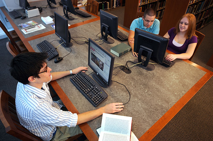 Northpointe students work at a computer station