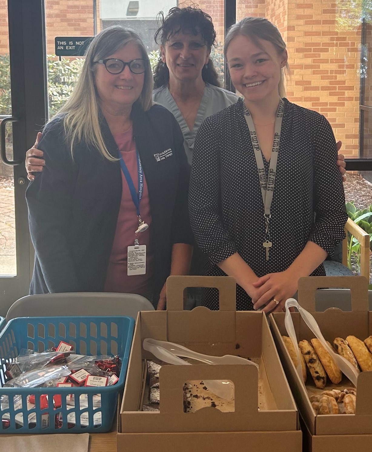 Wendy Depp, secretary, Punxsutawney Area Hospital Human Resources Office; Susan Lingenfelter, RN, Punxsutawney Area Hospital Expecting You Department, and Lucy Archer, assistant director, IUP Office of Graduate Admissions.