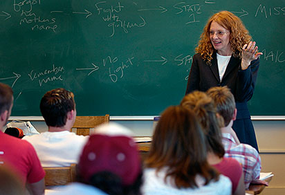 Philosophy professor Dr. Mary MacLeod teaches a class