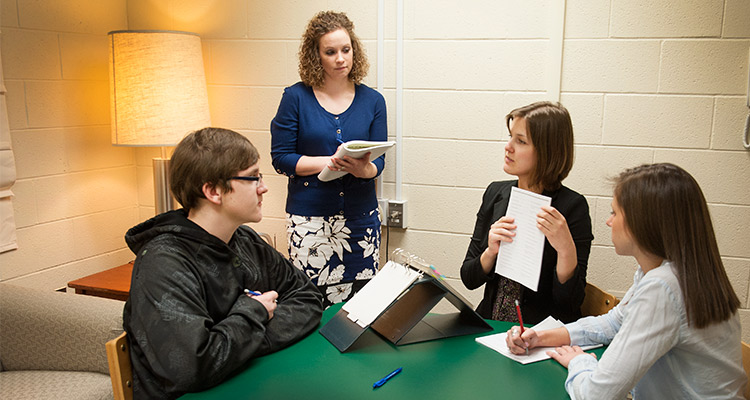 Students working in a group in IUP's child study center