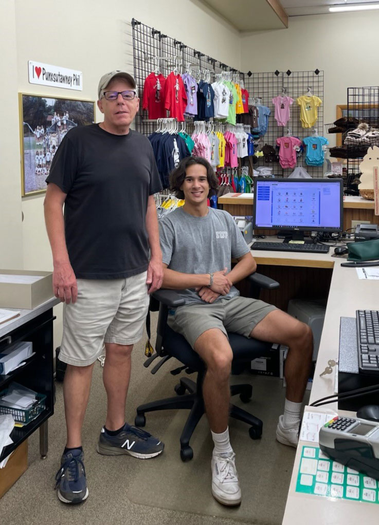 Jared Klepadlo, IUP student intern, with Robert Cardamone, former executive director, Punxsutawney Chamber of Commerce 