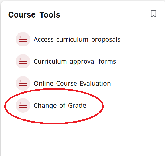 The card in MYIUP for Faculty to access to change grades