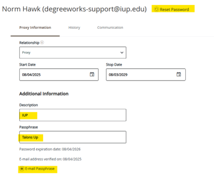 Account view of information needed to update proxy