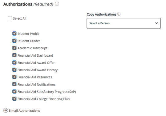 Picture of authorization options