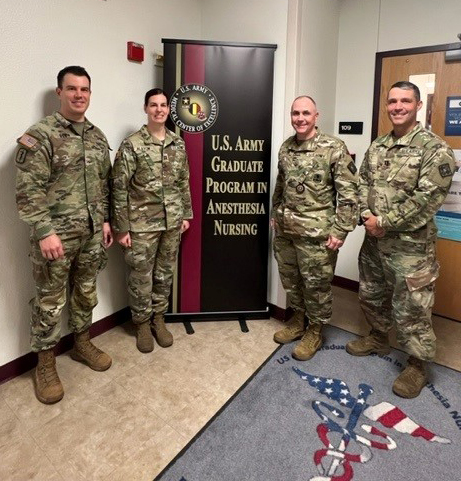 Major Matt Veith '08, Capt. Emma Shirey '14, Colonel Steven Kertes '98, and Capt. Luke Scipioni '13