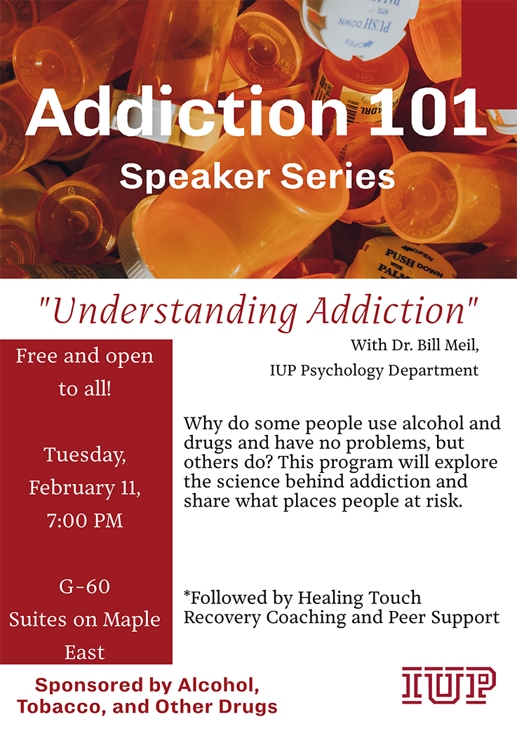 Understanding Addiction flyer. Details from the flyer are in the text of this page.