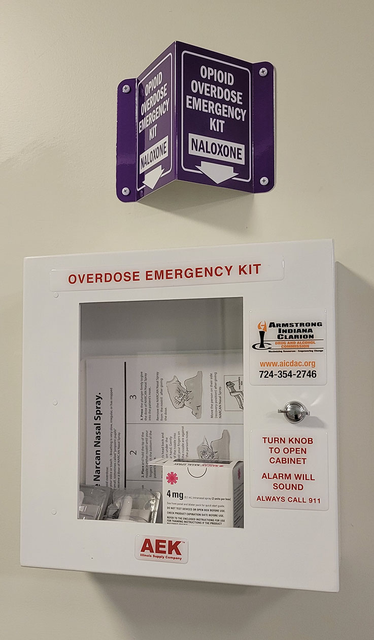 image of an emergency overdose kit on the wall