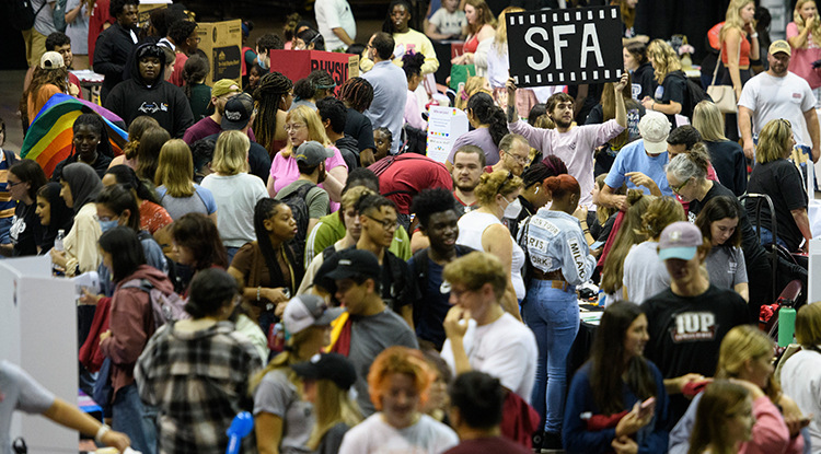crowd of students at IUP day in the KCAC