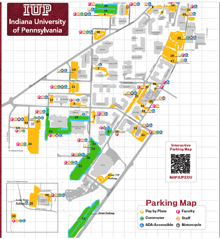 A Map Indicating Parking Lots for Homecoming Weekend