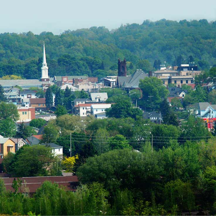 aerial photo of downtown Indiana