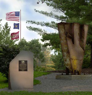 September 11 memorial in Oak Grove, consisting of World Trade Center debris and granite marker