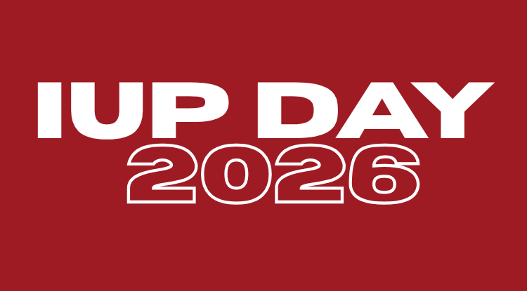 A red promotional graphic for “IUP Day 2026”. IUP Day is an annual student involvement fair that takes place every fall semester during August or September. This year, the event took place on Thursday, August 27th, 3–6 PM—and the location in the HUB Atrium and River Rooms. Additional text at the bottom reads “Experience IUP’s Student Life | Exclusive Learning Workshops,” followed by contact information for Jake Starek from the Office of Student Leadership.