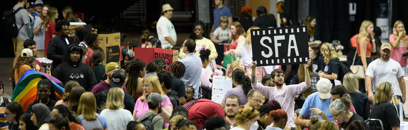 overhead photo of students gathered at IUP DAY