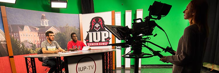 Students live on air in the TV studio