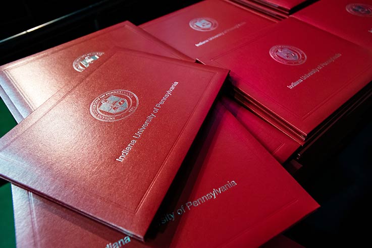 Stack of IUP diplomas