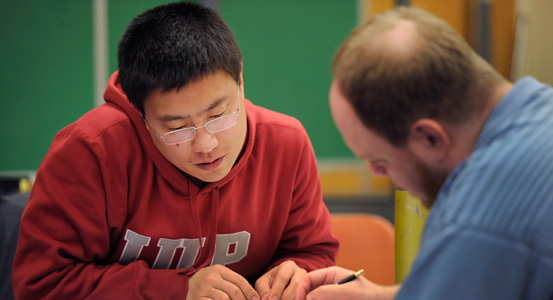 Students working together in a classroom