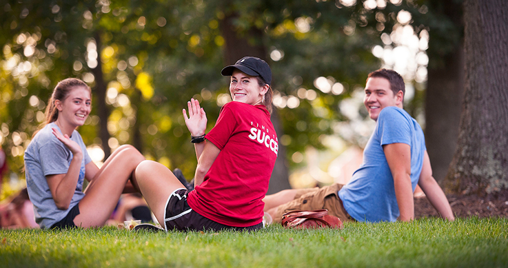 Students sitting in Oak Grove