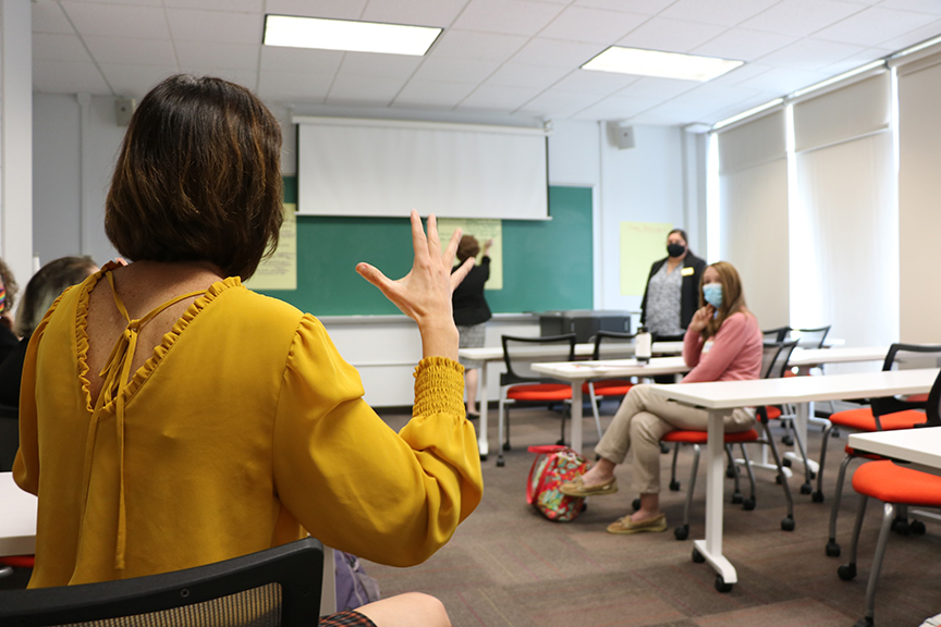 Faculty members gather for a discussion